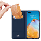 DUX DUCIS For HUAWEI P40 Leather Mobile Phone Cover Magnetic Protective Case Bracket with Cards Slot blue