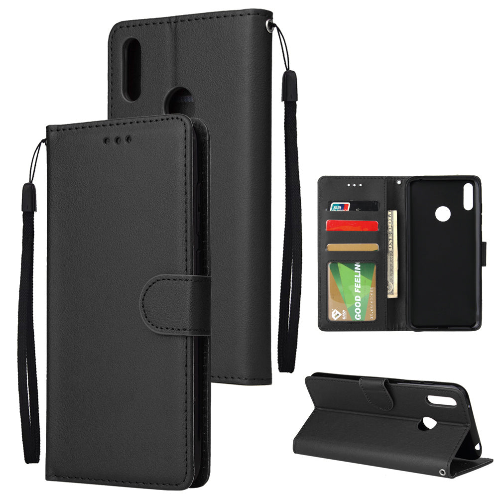For HUAWEI Enjoy 9/ Y7 2019 /Y7 PRO 2019/Y7 PRIME 2019 Flip-type Leather Protective Phone Case with 3 Card Position Buckle Design Phone Cover black