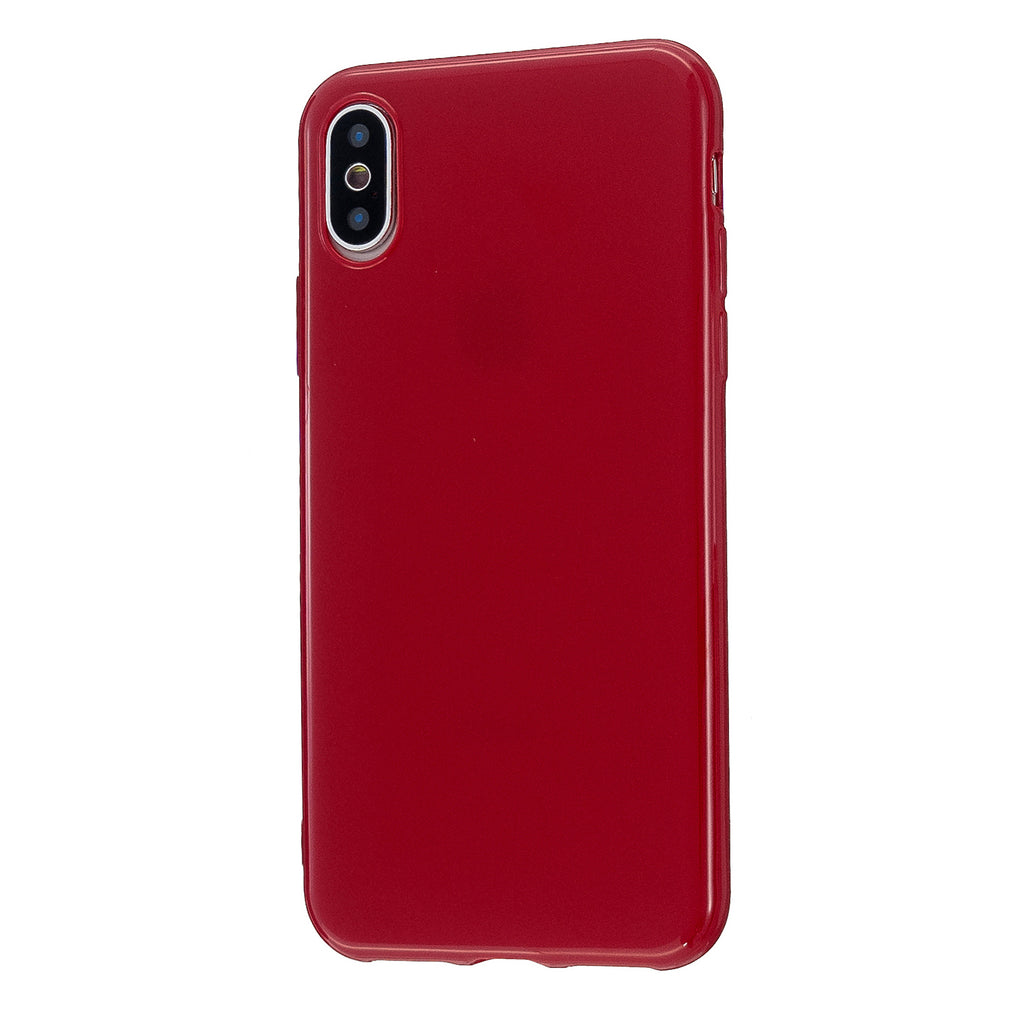 For iPhone X/XS/XS Max/XR Cellphone Cover Slim Fit Bumper Protective Case Glossy TPU Mobile Phone Shell Rose red