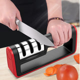 Household Knife Sharpener with 3 Sharpening Slots Sharpening Plate Grindstone Kitchen Tool