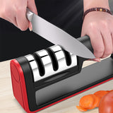 Household Knife Sharpener with 3 Sharpening Slots Sharpening Plate Grindstone Kitchen Tool