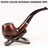 Chic Carve Patterns Wooden Pipe Smoking Nicotiana Herb Pipe - Red