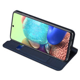 DUX DUCIS For Samsung A71 5G Leather Mobile Phone Cover Magnetic Protective Case Bracket with Cards Slot Royal blue