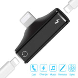 Dual Port Adapter Splitter 2 in 1 Headphone Audio Charge Dongle for iPhone XS, XS Max, XR, X, 8/8 Plus, 7/7 Plus black