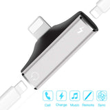 Dual Port Adapter Splitter 2 in 1 Headphone Audio Charge Dongle for iPhone XS, XS Max, XR, X, 8/8 Plus, 7/7 Plus black