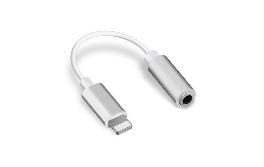 Music Headphone Adapter for iPhone 7 8 X AUX Adapter for Apple Interface Female to 3.5mm Male Adapters Headphone Jack Cable Metal plate silver