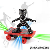 Children Cartoon Movie Figure Simulation Scooter Electric Rotating Tumble Toys Black panther scooter