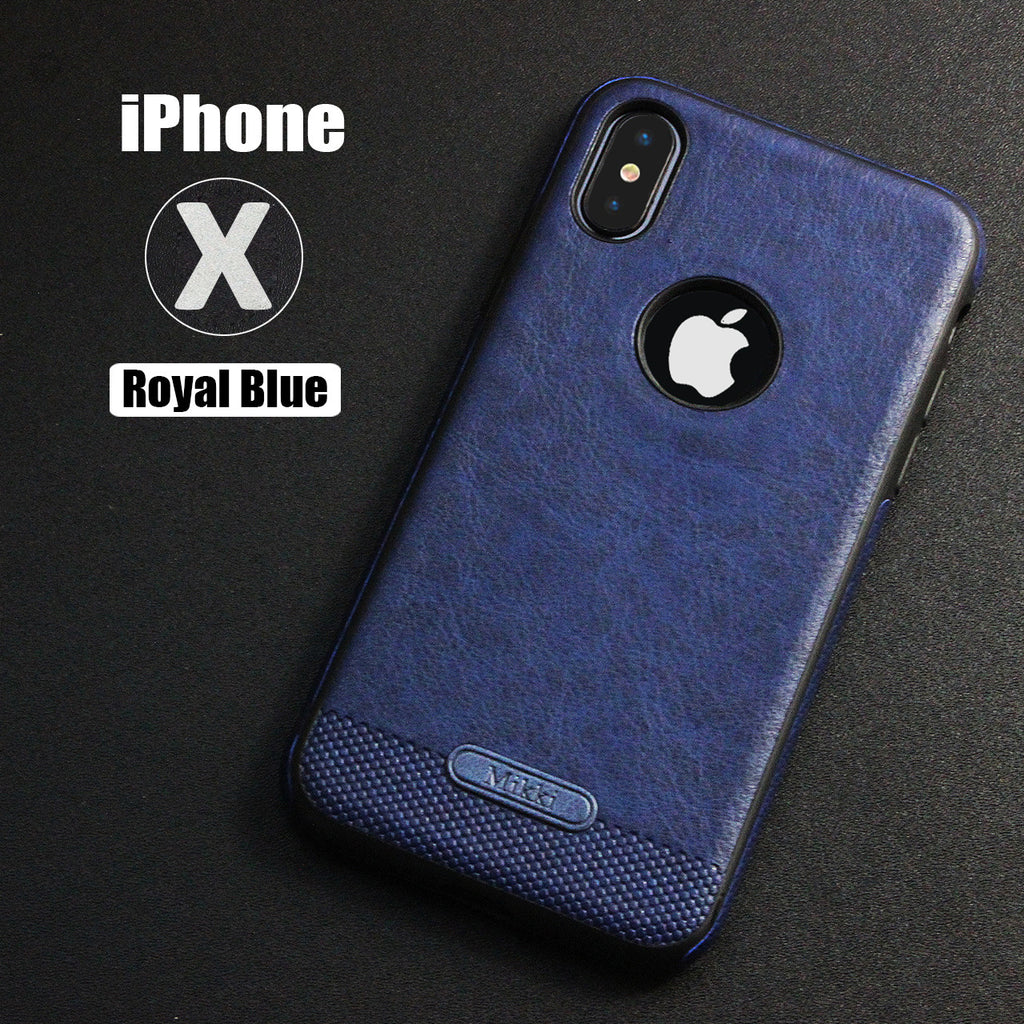Luxury Textured Back Cover Flexible Soft Shockproof Full Protection Cases for iPhone X Royal blue
