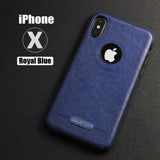Luxury Textured Back Cover Flexible Soft Shockproof Full Protection Cases for iPhone X Royal blue