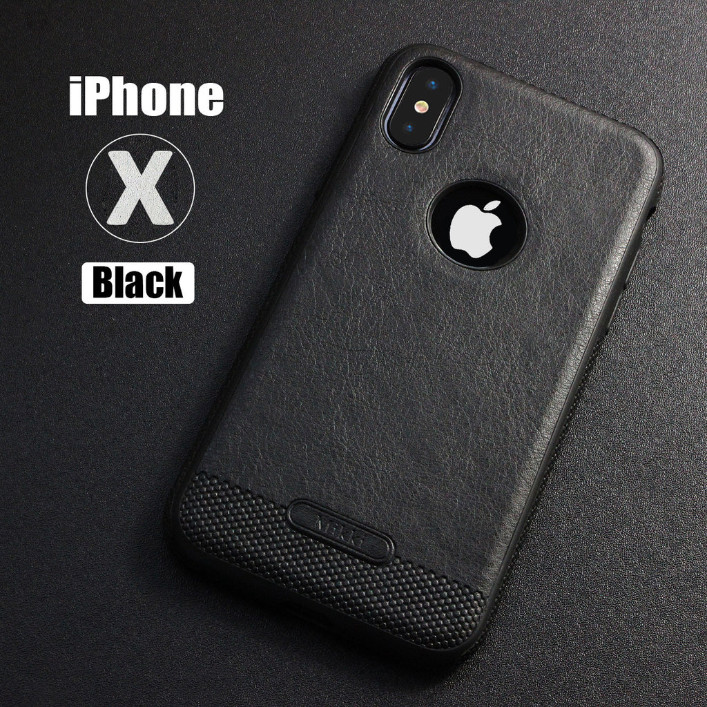 Luxury Textured Back Cover Flexible Soft Shockproof Full Protection Cases for iPhone X Black