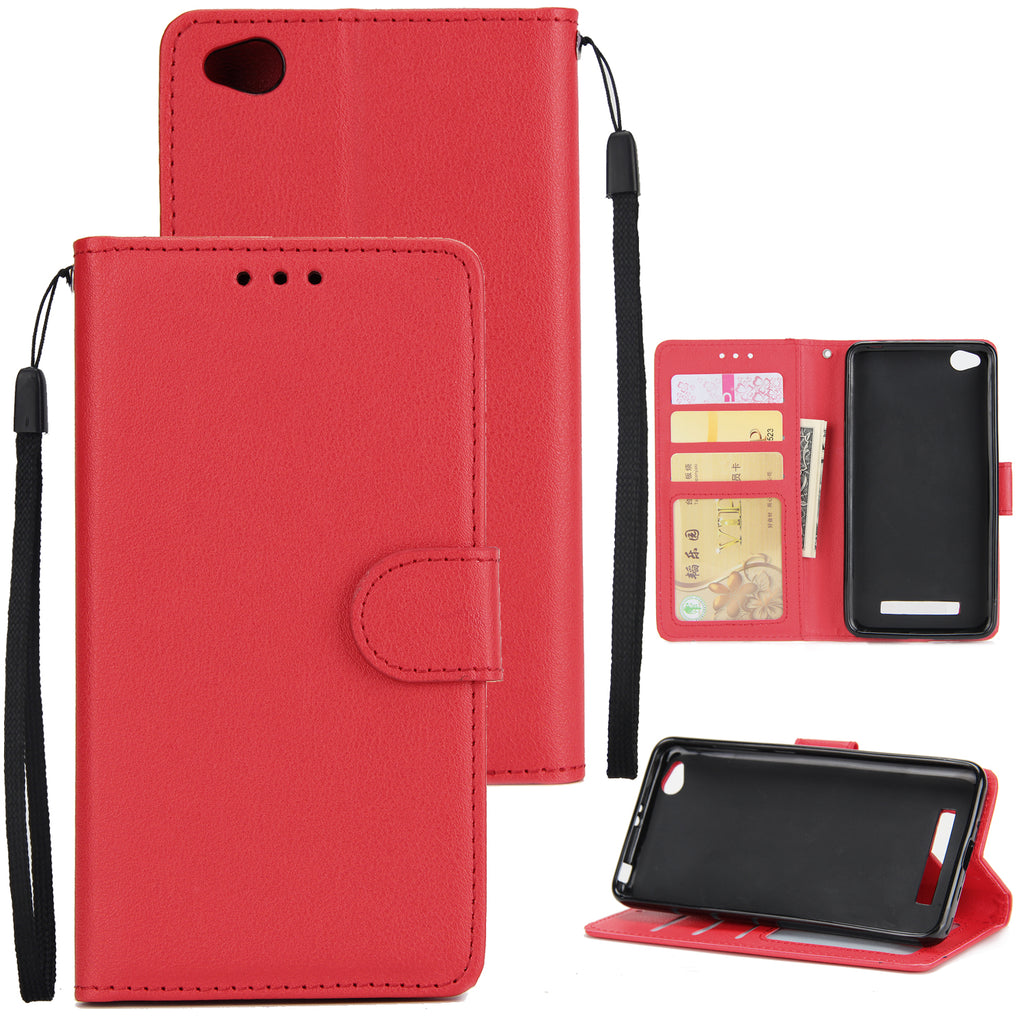 Ultra Slim Shockproof Full Protective Case with Card Wallet Slot for Xiaomi Redmi 5A red