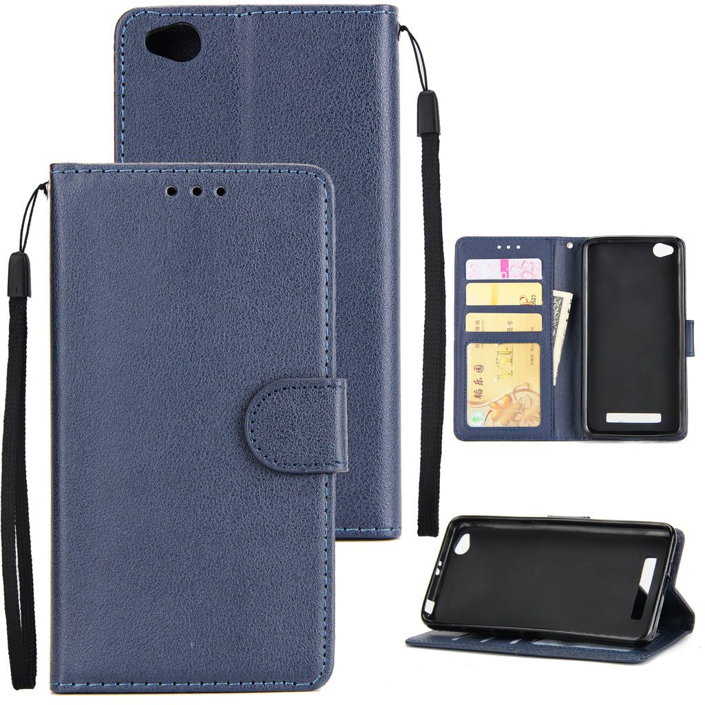 Ultra Slim Shockproof Full Protective Case with Card Wallet Slot for Xiaomi Redmi 5A blue