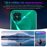 i12 6.7Inch Large Screen Phone Notch Screen Android Quickly Unlock Smartphone(10+512G) blue_British plug