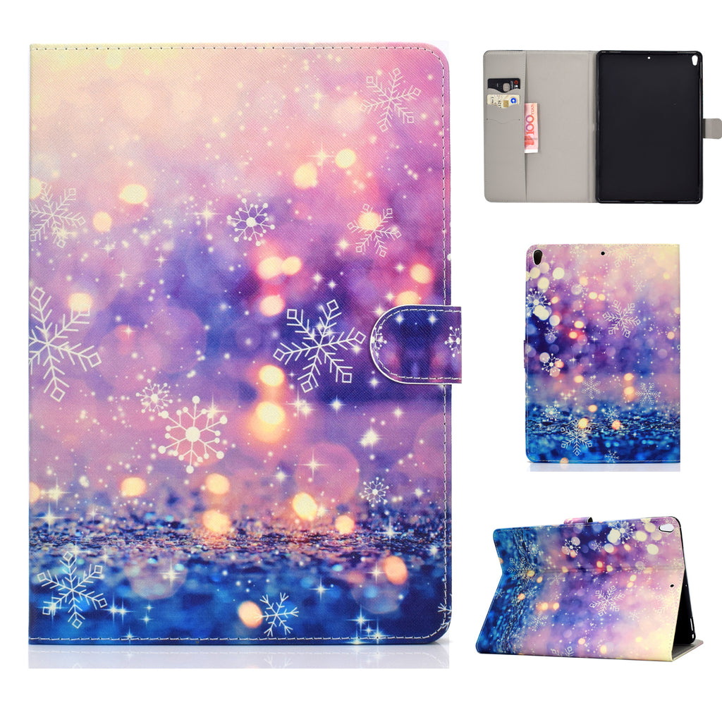 For iPad 10.5 2017/iPad 10.2 2019 Laptop Protective Case Color Painted Smart Stay PU Cover with Front Snap Purple quicksand