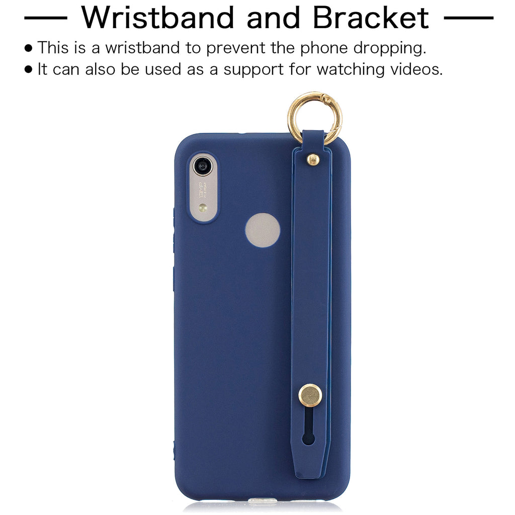 For HUAWEI NOVA 3i Simple Solid Color Chic Wrist Rope Matte TPU Anti-scratch Non-slip Protective Cover Back Case 7 royal blue