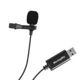 Mini Microphone for PC Computer USB Straight Plug with 1.5m Cable Portable Clip-on Omni-Directional Stereo Mic  black