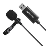 Mini Microphone for PC Computer USB Straight Plug with 1.5m Cable Portable Clip-on Omni-Directional Stereo Mic  black