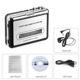 Cassette Tape-to-MP3 Converter - Plug and Play, Win + Mac Compatible, Auto Reverse, Audacity Audio Software