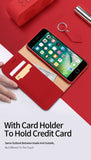 DUX DUCIS For iPhone 7 Plus/8Plus Luxury Genuine Leather Magnetic Flip Cover Full Protective Case with Bracket Card Slot red