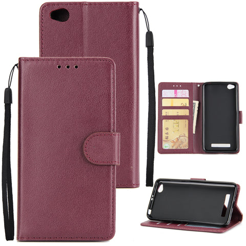 Ultra Slim Shockproof Full Protective Case with Card Wallet Slot for Xiaomi Redmi 5A Red wine