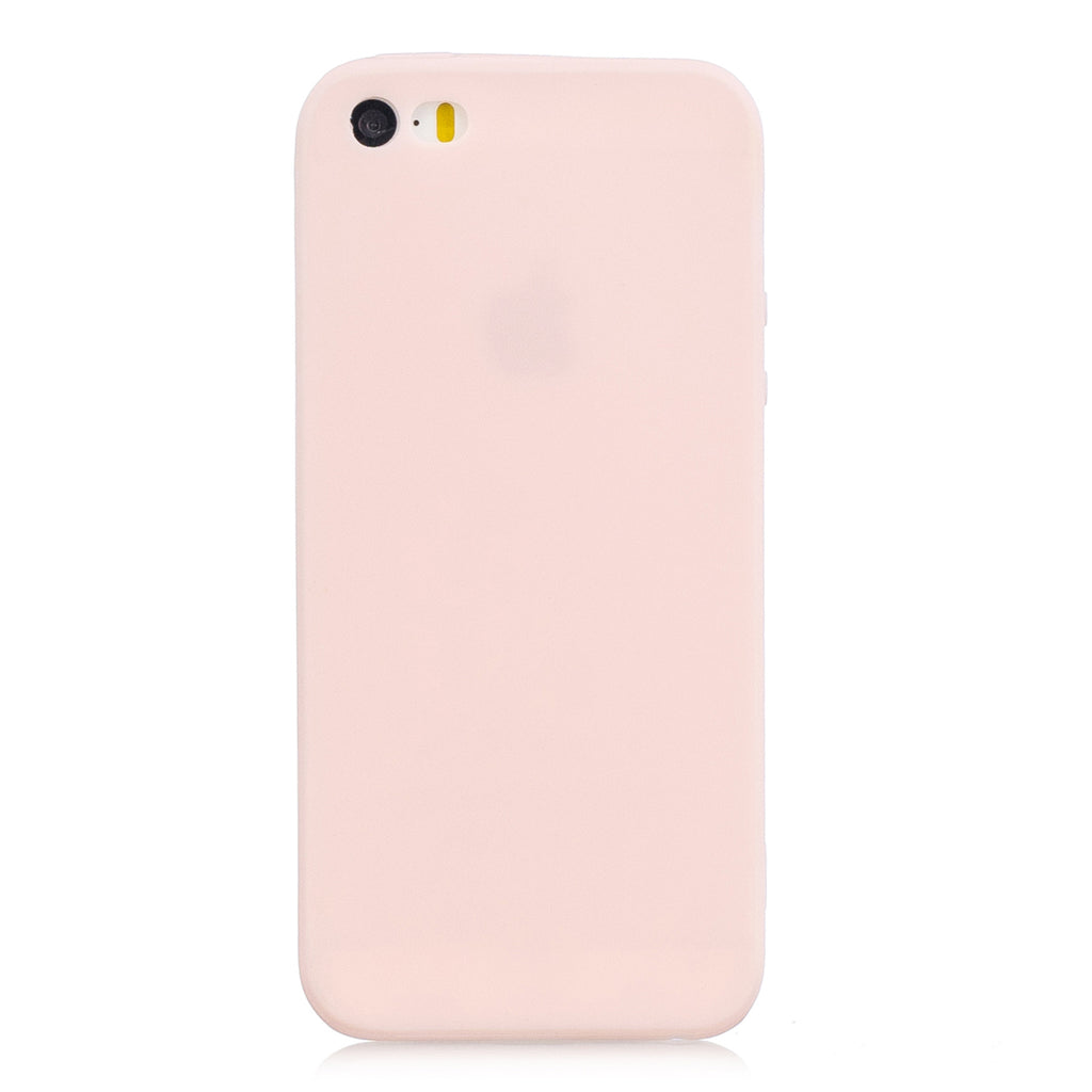 for iPhone 5/5S/SE Lovely Candy Color Matte TPU Anti-scratch Non-slip Protective Cover Back Case Light pink
