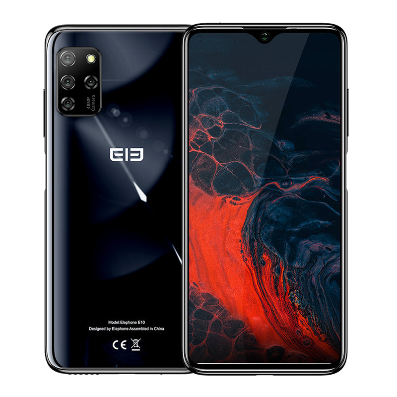 Elephone E10 Mobile Phone 6.5Inch MT6762D Octa Core 4GB 64GB 4000mAh Android 10 Quad Camera 48MP NFC Side Fingerprint Smartphone black
