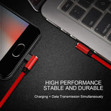 Double Elbow 90 Degree Micro USB Nylon 2.4A Fast Charging Data Transmission Cable Charger Adapter for Phone red