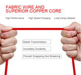 Double Elbow 90 Degree Micro USB Nylon 2.4A Fast Charging Data Transmission Cable Charger Adapter for Phone red