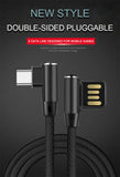 Double Elbow 90 Degree Micro USB Nylon 2.4A Fast Charging Data Transmission Cable Charger Adapter for Phone black