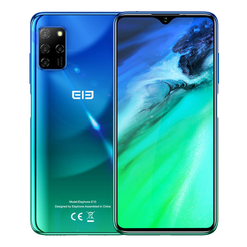 Elephone E10 Mobile Phone 6.5Inch MT6762D Octa Core 4GB 64GB 4000mAh Android 10 Quad Camera 48MP NFC Side Fingerprint Smartphone Aurora green