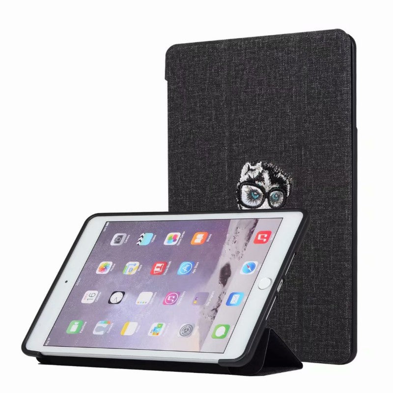 For iPAD Mini 12345/Pro/Air123 Tablet Cover 9.7-inch 10.5-inch Cover Embroidery Case Overal Protection Shell Anti-Fall Stand Function black_For ipad mini123/45
