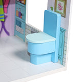 Large Children's Wooden Dollhouse Kid House Play Pink with Furniture **