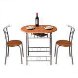 Brown Wood Grain PVC Breakfast Table (One Table and Two Chairs)