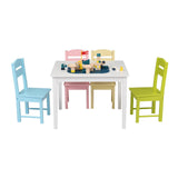 Children's Wooden Table And Chair Set Colorful (One Table With Four Chairs)