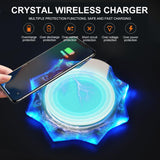 Crystal Wireless Charger Pad Mobile Phone Wireless Receiver Charging Base Universal Charge Base for Apple IOS Android black