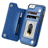 Multifunction Magnetic Leather Wallet Case Card Slot Shockproof Full Protection Cover for iPhone X 7/8 7/8 Plus blueKJ23