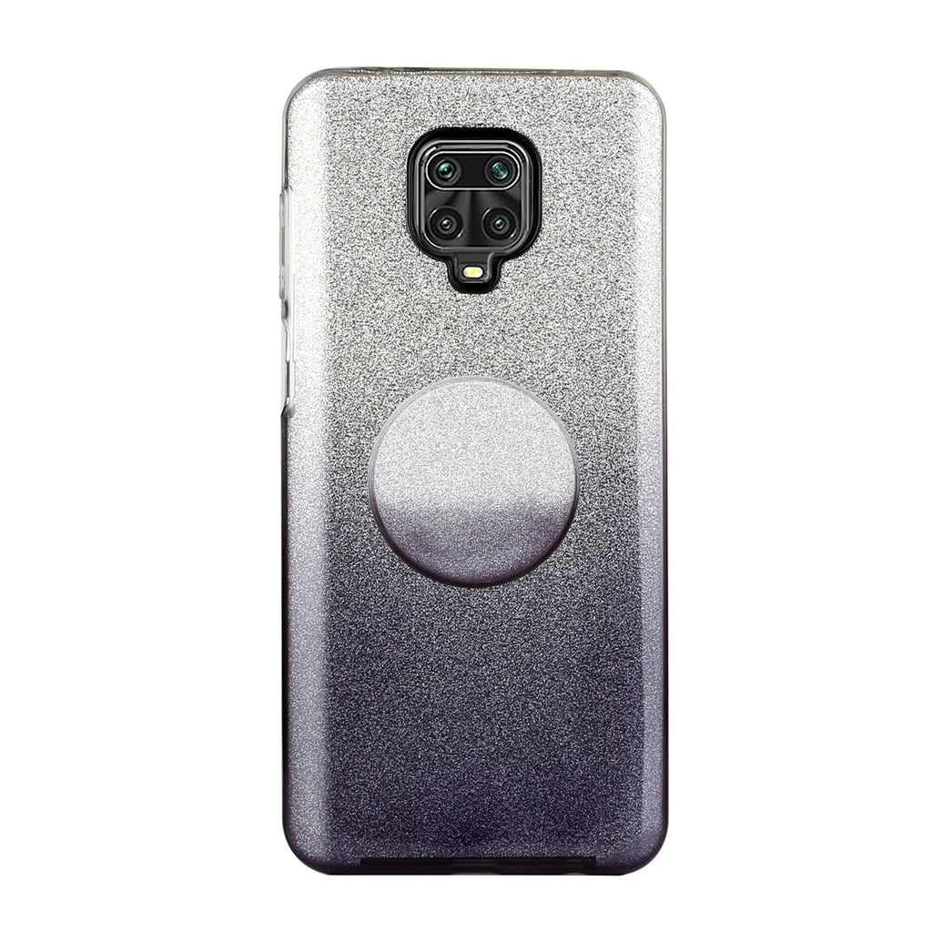 For XIAOMI CC9E/A3/10/10 PRO/K20/K20 pro Phone Case Gradient Color Glitter Powder Phone Cover with Airbag Bracket black