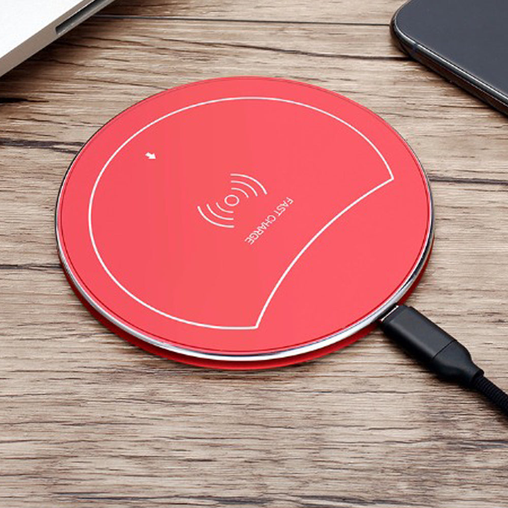F10 Ultrathin Qi Fast Wireless Charger Pad for iPhone 8 Apple X Samsung Galaxy S7 S7 S8 Plus Phone Base red