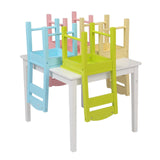 Children's Wooden Table And Chair Set Colorful (One Table With Four Chairs)