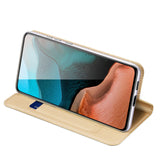 DUX DUCIS For Redmi K30 Pro Leather Mobile Phone Cover Magnetic Protective Case Bracket with Cards Slot Golden