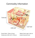 Dollhouse Miniatures Kit with Furniture LED Lights Dust Proof Miniature Wooden Model