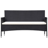 3-Seater Garden Sofa with Cushions Black Poly Rattan