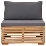 Garden Middle Sofa with Gray Cushion Solid Teak Wood
