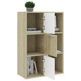 Storage Cabinet White and Sonoma Oak 23.6"x11.6"x35.4" Chipboard
