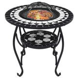 Mosaic Fire Pit Table Black and White 26.8" Ceramic
