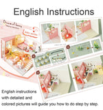 Dollhouse Miniatures Kit with Furniture LED Lights Dust Proof Miniature Wooden Model