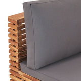 Garden Middle Sofa with Gray Cushion Solid Teak Wood