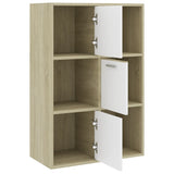 Storage Cabinet White and Sonoma Oak 23.6"x11.6"x35.4" Chipboard