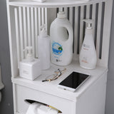 Toilet Bathroom Corner Cabinet White Wood Floor Storage Shelf Organizer Kitchen