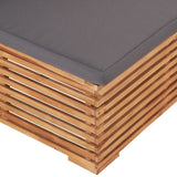 Garden Middle Sofa with Gray Cushion Solid Teak Wood